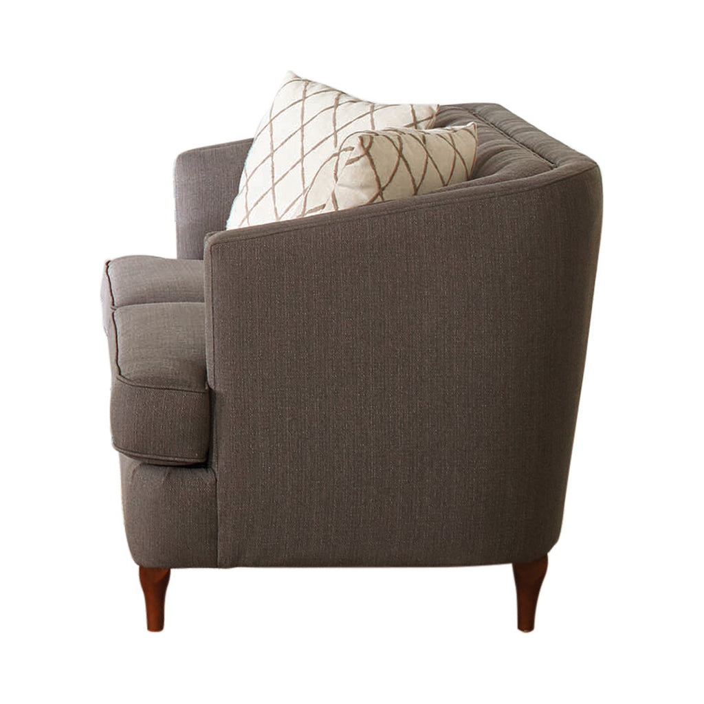 Set of 3 - Shelby Recessed Arms And Tufted Tight Back Sofa + Loveseat + Chair Grey And Brown - D300-10092