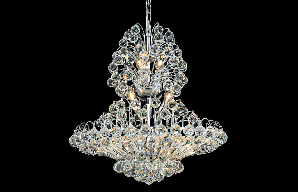 C121-2908D24C/RC - Regency Lighting: Sirius 14 light Chrome Chandelier Clear Royal Cut Crystal
