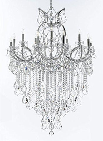 Maria Theresa Chandelier Lighting Crystal Chandeliers H50 "X W37" Chrome Finish Great For The Dining Room Living Room Family Room Entryway / Foyer - J10-B12/Chrome/26050/15+1