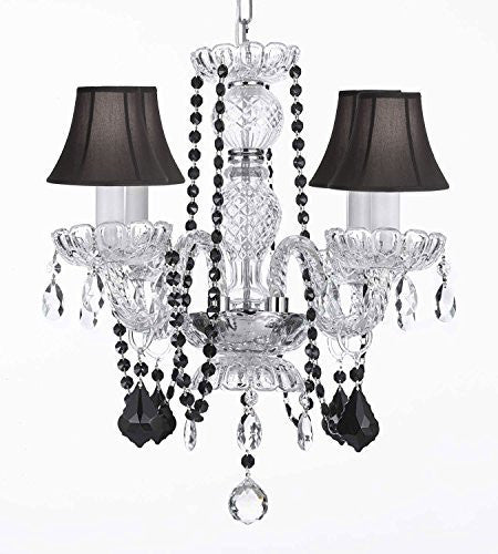 Chandeliers Lighting Empress Crystals(Tm) With Black Color Crystal And Black Shades - J10-Blackb2/Blackshades/26098/4