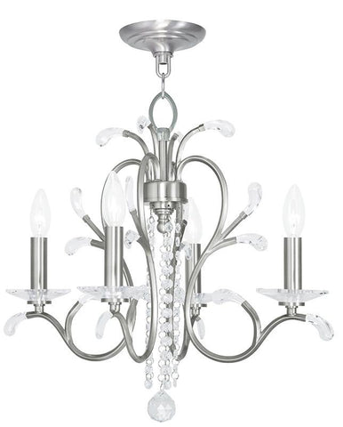 Livex Serafina 4 Light Brushed Nickel Mini Chandelier - C185-51004-91