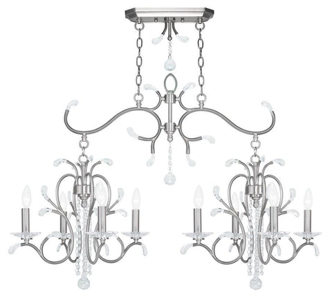 Livex Serafina 4 Light + 4 Light BN Linear Chandelier - C185-51007-91