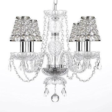 Empress Crystal (Tm) Chandelier Lighting With Chrome Sleeves And Crystal Shades - J10-B32/B43/26098/4