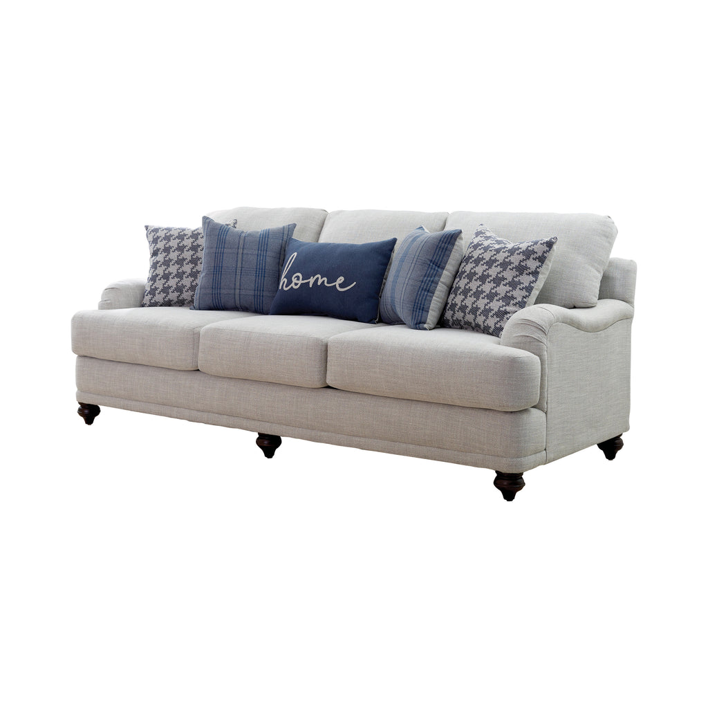 Set of 2 - Gwen Recessed Arms Sofa + Loveseat Light Grey - D300-10095