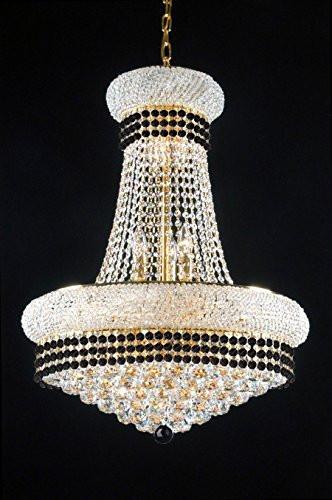 French Empire Crystal Chandelier Chandeliers Lighting Trimmed With Jet Black Crystal Good For Dining Room Foyer Entryway Family Room And More H32" X W24" - A93-B79/542/15