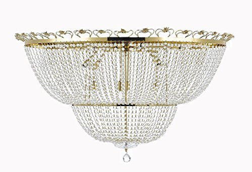 Flush French Empire Crystal Chandelier Chandeliers Perfect For An Entryway Or Foyer H 27" W 44" - A93-Cg/Flush/452/24