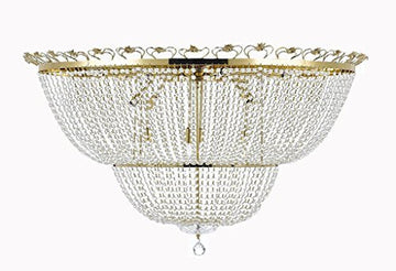 Flush French Empire Crystal Chandelier Chandeliers Perfect For An Entryway Or Foyer H 27" W 44" - A93-Cg/Flush/452/24