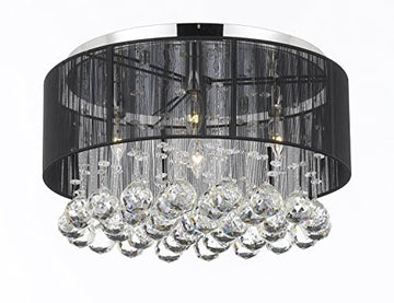 Flushmount 4-Light Chrome And Black Shade Empress Crystal (Tm) Chandelier Lighting - G7-Black/2130/4