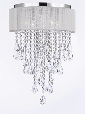 Flushmount 4-Light Chrome And White Shade Empress Crystal (Tm) Chandelier Lighting - G7-B9/B12/2130/4