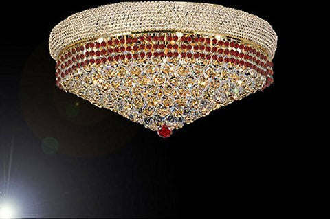 Flush French Empire Crystal Chandelier Chandeliers Moroccan Style Lighting Trimmed With Ruby Red Crystal Good For Dining Room Foyer Entryway Family Room And More H16" X W30" - A500-Flush/B74/Cg/541/24