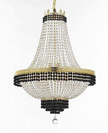 French Empire Crystal Chandelier Chandeliers Lighting Trimmed With Jet Black Crystal Good For Dining Room Foyer Entryway Family Room And More H36" X W30" - A500-B79/Cg/870/14
