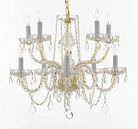 Crystal Chandelier Lighting 10 Lights H25" X Wd 24" Ceiling Fixture Pendant Lamp New Chandeliers Murano - 1122/5+5 GD W/C - Limited qty available at this SPECIAL price