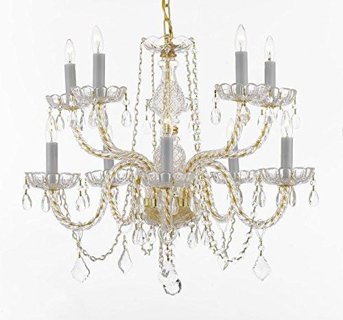 Crystal Chandelier Lighting 10 Lights H25" X Wd 24" Ceiling Fixture Pendant Lamp New Chandeliers Murano - 1122/5+5 GD W/C