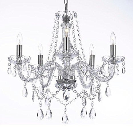 Crystal Chandelier Lighting 5 lights H19" X WD 19" ceiling fixture pendant lamp New chandeliers Murano - 11987/5-SILVER-C121