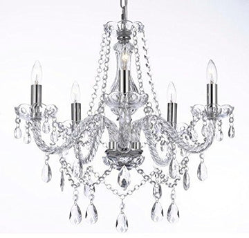 Crystal Chandelier Lighting 5 lights H19" X WD 19" ceiling fixture pendant lamp New chandeliers Murano - 11987/5-SILVER-C121