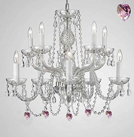 Empress Crystal (Tm) Chandelier Lighting With Pink Color Crystal - G46-B21/1122/5+5