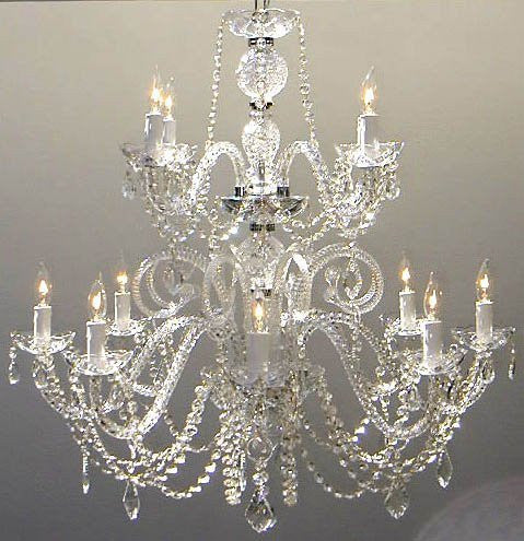 Authentic All Crystal Chandelier H30" X W28" - Go-J10-26048/8+4