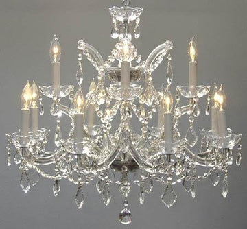 Swarovski Crystal Trimmed Chandelier Chandelier H22" X W28" - Go-A83-Silver/1534/12+1Sw
