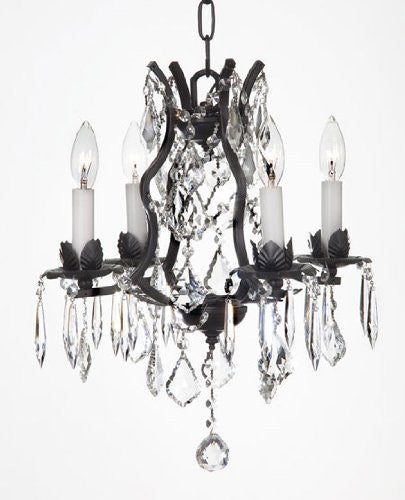 Swarovski Crystal Trimmed Chandelier Wrought Iron Crystal Chandelier Lighting H15" X W15" - J10-26096/4Sw