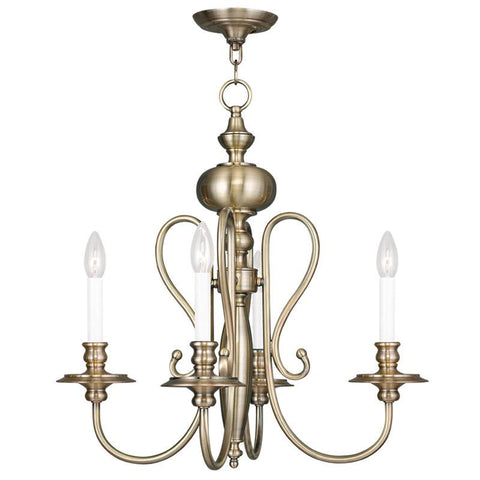 Livex Caldwell 4 Light Antique Brass Chandelier - C185-5164-01