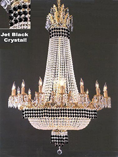 Empire Crystal Chandelier Chandeliers Lighting Dressed With Jet Black Crystals! Great for the Dining Room Foyer Living Room! H50" X W40" - A500-B79/1280/14+7