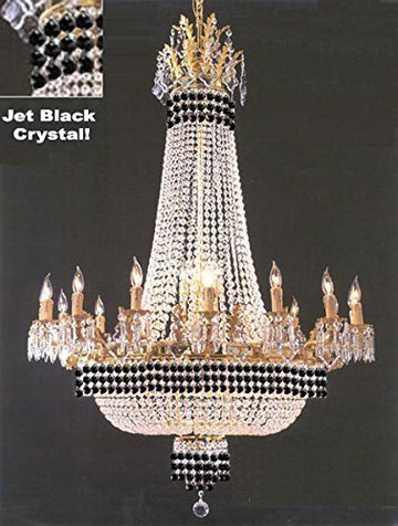 Empire Crystal Chandelier Chandeliers Lighting Dressed With Jet Black Crystals! Great for the Dining Room Foyer Living Room! H50" X W40" - A500-B79/1280/14+7
