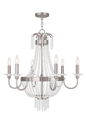 Livex Valentina 6 Light Brushed Nickel Chandelier - C185-51846-91