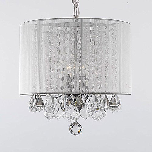Crystal Chandelier With Large White Shade H15" X W15" - A9-White/26028/3 Gtc