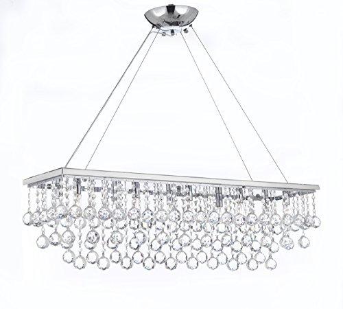 10 Light 40" Contemporary Crystal Chandelier Rectangular Chandeliers Lighting With Crystal Balls! - G902-B6/1120/10