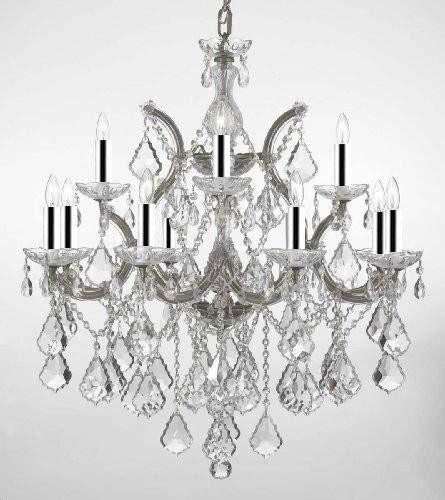 Chandelier Lighting Crystal Chandeliers w/Chrome Sleeves H30"X W28" - F83-B43/Silver/B7/21532/12+1