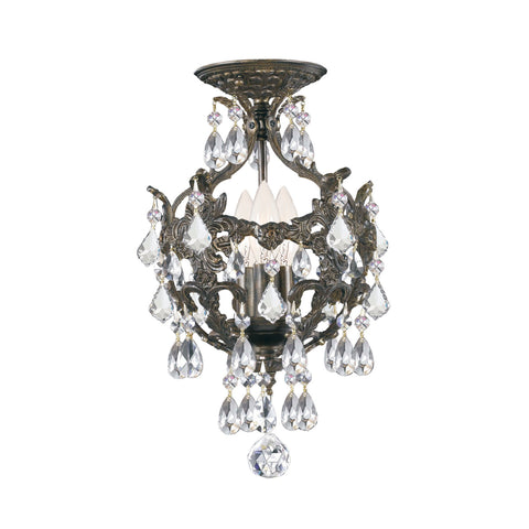 3 Light English Bronze Crystal Mini Chandelier Draped In Clear Swarovski Strass Crystal - C193-5193-EB-CL-S_CEILING