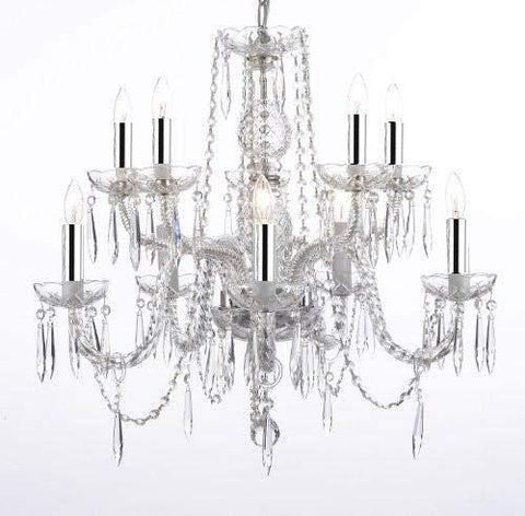 Crystal Icicle Waterfall Chandelier Lighting Dining Room Chandeliers w/Chrome Sleeves - G46-B43/B10/1122/5+5