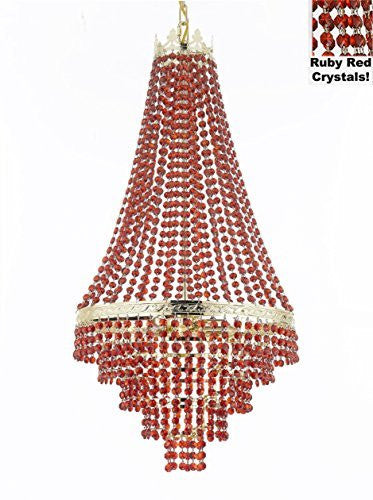 French Empire Crystal Chandelier Chandeliers Moroccan Style Lighting Dressed With All Ruby Red Crystal Great For Dining Room Foyer Entryway Family Room H30" X W17" - J10-B81/Cg/26026/4