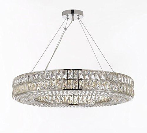 Crystal Nimbus Ring Chandelier Modern / Contemporary Lighting Pendant 32" Wide - Good For Dining Room Foyer Entryway Family Room - Gb104-3063/12