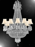 Swarovski Crystal Trimmed Chandelier French Empire Crystal Chandelier Lighting Chandeliers H32" X W25" With White Shades - A500-Cs/Whiteshade/1280/8+4 Sw