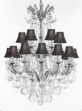 Swarovski Crystal Trimmed Chandelier Maria Theresa Crystal Chandelier Chandeliers Lighting With Black Shades H 36" X W 28" - Great For Dining Room Entryway Or Living Room - A500-B12/Cs/Blackshades/152/18Sw