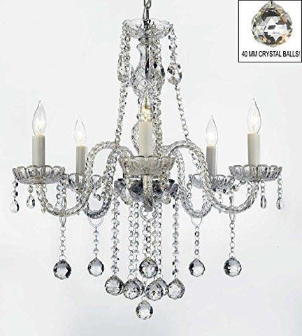 Swarovski Crystal Trimmed Chandelier Authentic All Crystal Chandeliers Lighting Chandeliers With Crystal Balls H27" X W24" - G46-B6/384/5 Sw