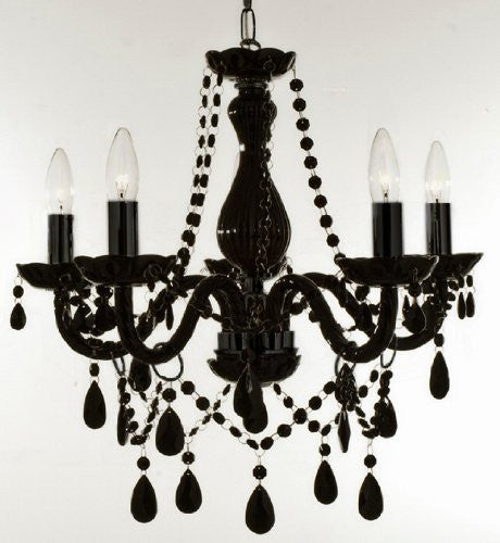 New Authentic All black Crystal Chandelier Lighting 5 lights H19" X WD 19" ceiling fixture pendant lamp New CHANDELIERS Murano - J10-11987/5-BLACKus