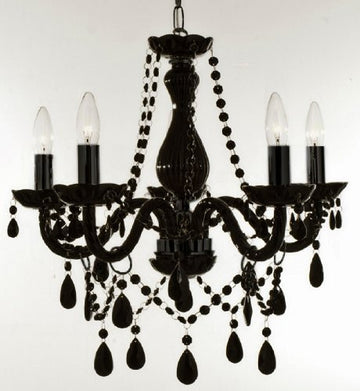 New Authentic All black Crystal Chandelier Lighting 5 lights H19" X WD 19" ceiling fixture pendant lamp New CHANDELIERS Murano - J10-11987/5-BLACKus