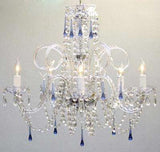 Swarovski Crystal Trimmed Chandelier Blue Crystal Chandelier H25" X W24" - A46-387/5Blue Sw