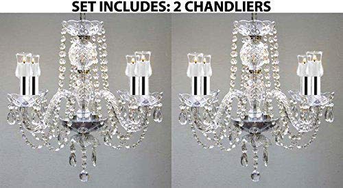 Set of 2 - Chandeliers Lighting W/CANDLE VOTIVES! H 17! For Indoor/Outdoor Use! Great for Outdoor Events, Hang from Trees/Gazebo / Pergola/Porch / Patio/Tent w/Chrome Sleeves - 2EA J10-B43/B31/26098/4