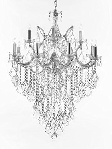 Maria Theresa Chandelier Lighting Crystal Chandeliers H40 "X W28" Chrome Finish - J10-B12/Chrome/26049/12+1