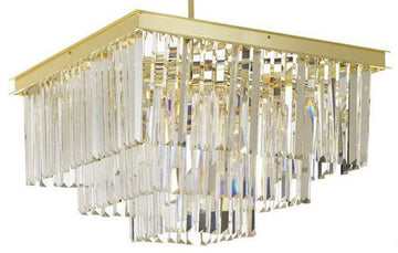Inspired Odeon Style Crystal Glass Fringe 3-Tier Semi Flush Mount Chandelier W 20" X H 20" - 26010/9/flush