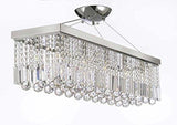 Swarovski Crystal Trimmed Chandelier 10 Light 40" Contemporary Crystal Chandelier Rectangular Chandeliers Lighting - G902-1120/10Sw