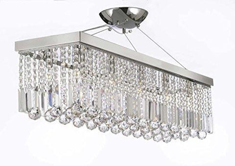 Swarovski Crystal Trimmed Chandelier 10 Light 40" Contemporary Crystal Chandelier Rectangular Chandeliers Lighting - G902-1120/10Sw