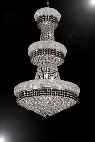 French Empire Crystal Chandelier Chandeliers Lighting Trimmed With Jet Black Crystal Good For Dining Room Foyer Entryway Family Room And More H50" X W30" - A500-B79/Cs/541/24