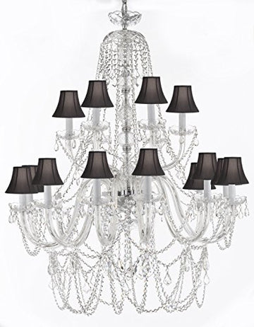 New Murano Venetian Style Crystal Chandelier Lighting - Great For The Dining Room Foyer Living Room W 40" H 50" With Blackshades - A46-B13/Blackshades/282/18