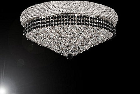 Flush French Empire Crystal Chandelier Chandeliers Lighting Trimmed With Jet Black Crystal Good For Dining Room Foyer Entryway Family Room And More H16" X W30" - A500-Flush/B79/Cs/541/24