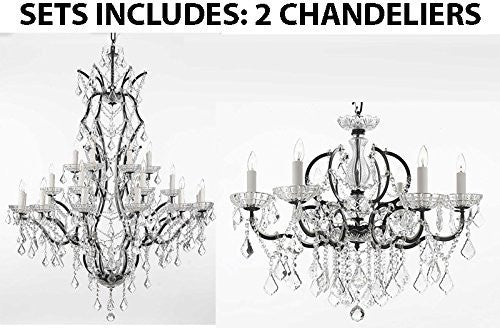 Set Of 2 - 1 19Th C. Baroque Iron & Crystal Chandelier Lighting H 52" X W 41" And 1 19Th C. Baroque Iron & Crystal Chandelier Lighting Dressed With Empress Crystal (Tm) H 25" X W 26" - 1 Ea 996/25 + 1 Ea 994/6 A500-