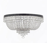Swarovski Crystal Trimmed French Empire Flush Chandelier H18" X W24" With Dark Antique Finish Good For Dining Room Foyer Entryway Family Room And More - A500-Flush/Cb/870/9Sw